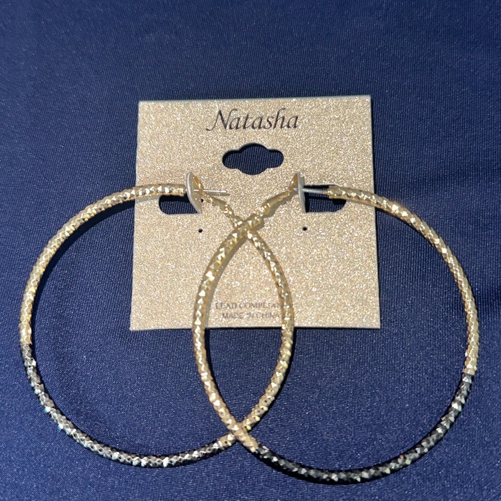 🆕Natasha Gold/Grayish Sparkling Hoops